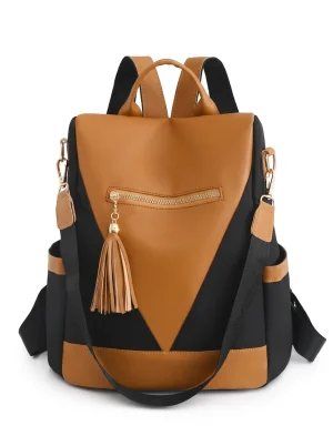 Sac à dos ville nylon antivol vintage femme compact - Vue 1 - Sac à dos ville