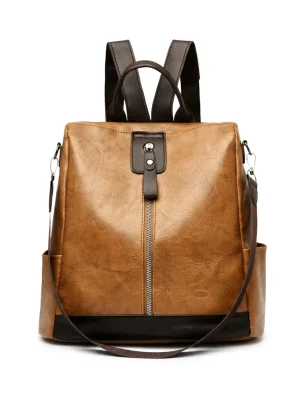 Sac à dos ville polyuréthane antivol vintage raffiné femme - Vue 1 - Sac à dos ville