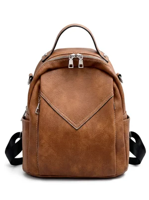 Sac à dos ville polyuréthane compact vintage sophistiqué femme - Vue 1 - Sac à dos ville