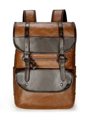 Sac à dos ville polyuréthane grande capacité style rétro - Vue 1 - Sac à dos ville