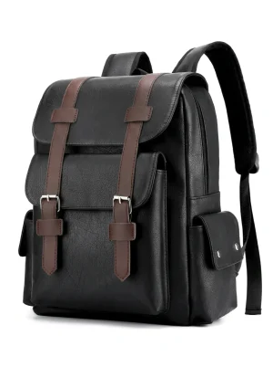 Sac à dos ville synthétique cartable rétro fonctionnel - Vue 1 - Sac à dos ville