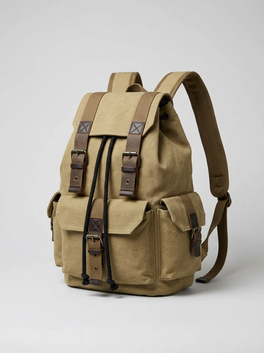 Sac à dos ville toile canvas vintage explorateur unisexe - Vue 9 - Sac à dos ville